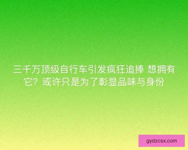 三千万顶级自行车引发疯狂追捧 想拥有它？或许只是为了彰显品味与身份