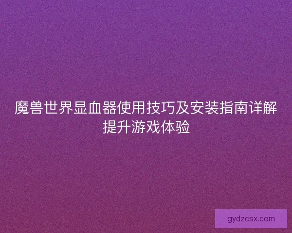魔兽世界显血器使用技巧及安装指南详解提升游戏体验 魔兽世界显血器使用技巧及安装指南详解提升游戏体验