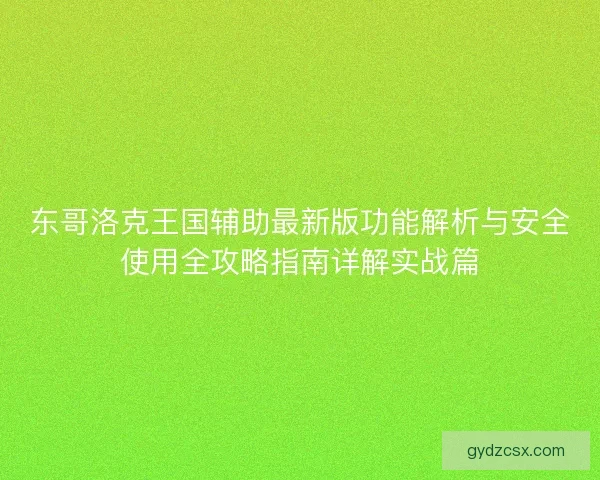 东哥洛克王国辅助最新版功能解析与安全使用全攻略指南详解实战篇