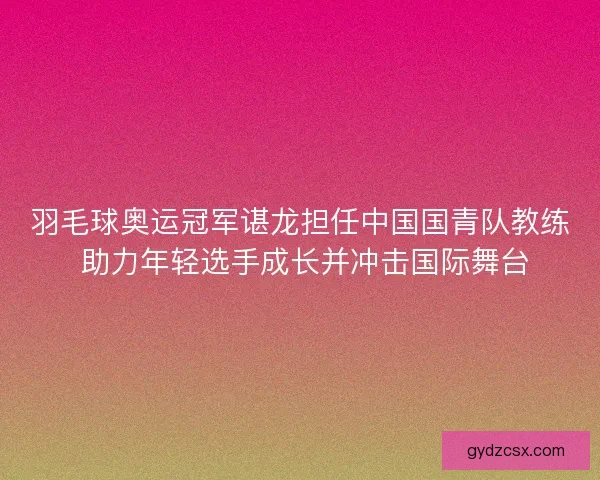 羽毛球奥运冠军谌龙担任中国国青队教练 助力年轻选手成长并冲击国际舞台 羽毛球奥运冠军谌龙担任中国国青队教练 助力年轻选手成长并冲击国际舞台