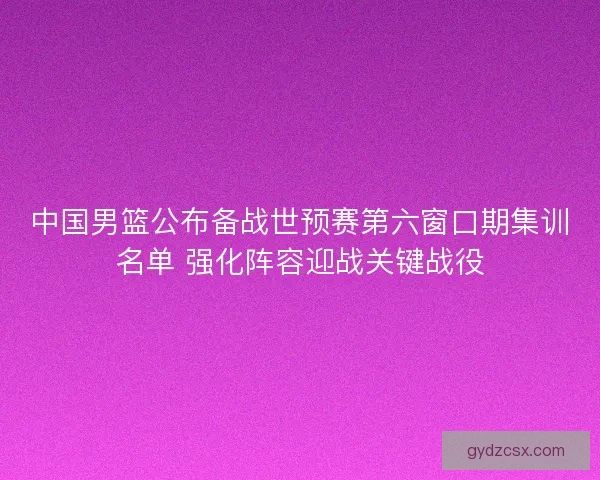中国男篮公布备战世预赛第六窗口期集训名单 强化阵容迎战关键战役 中国男篮公布备战世预赛第六窗口期集训名单 强化阵容迎战关键战役
